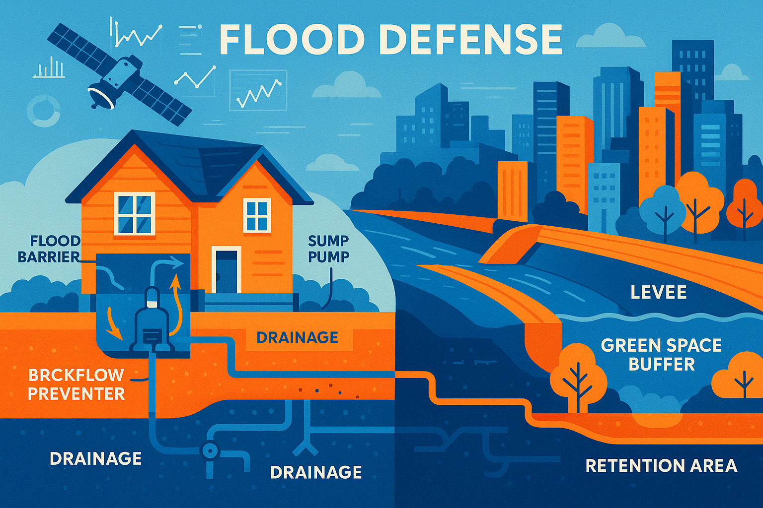 Flood defense systems for urban infrastructure